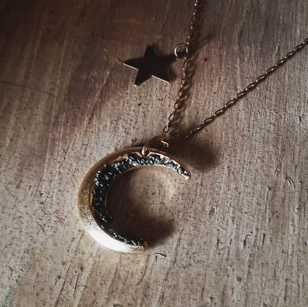 "Moonlight Majesty"- Pyrite Crescent Moon Necklace